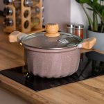 Алюмінієва каструля об'ємом 5 літрів з кришкою Ø 24 см, мармурове антипригарне покриття, кавовий MGC HP-4-433CO - Зображення 4