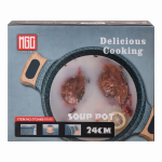 Алюмінієва каструля об'ємом 5 літрів з кришкою Ø 24 см, мармурове антипригарне покриття, кавовий MGC HP-4-433CO - Зображення 5