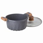 Алюмінієва каструля об'ємом 5 літрів з кришкою Ø 24 см з мармуровим антипригарним покриттям MGC сіра HP-4-433G - Зображення 2