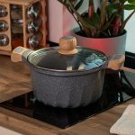 Алюмінієва каструля об'ємом 5 літрів з кришкою Ø 24 см з мармуровим антипригарним покриттям MGC сіра HP-4-433G - Зображення 5