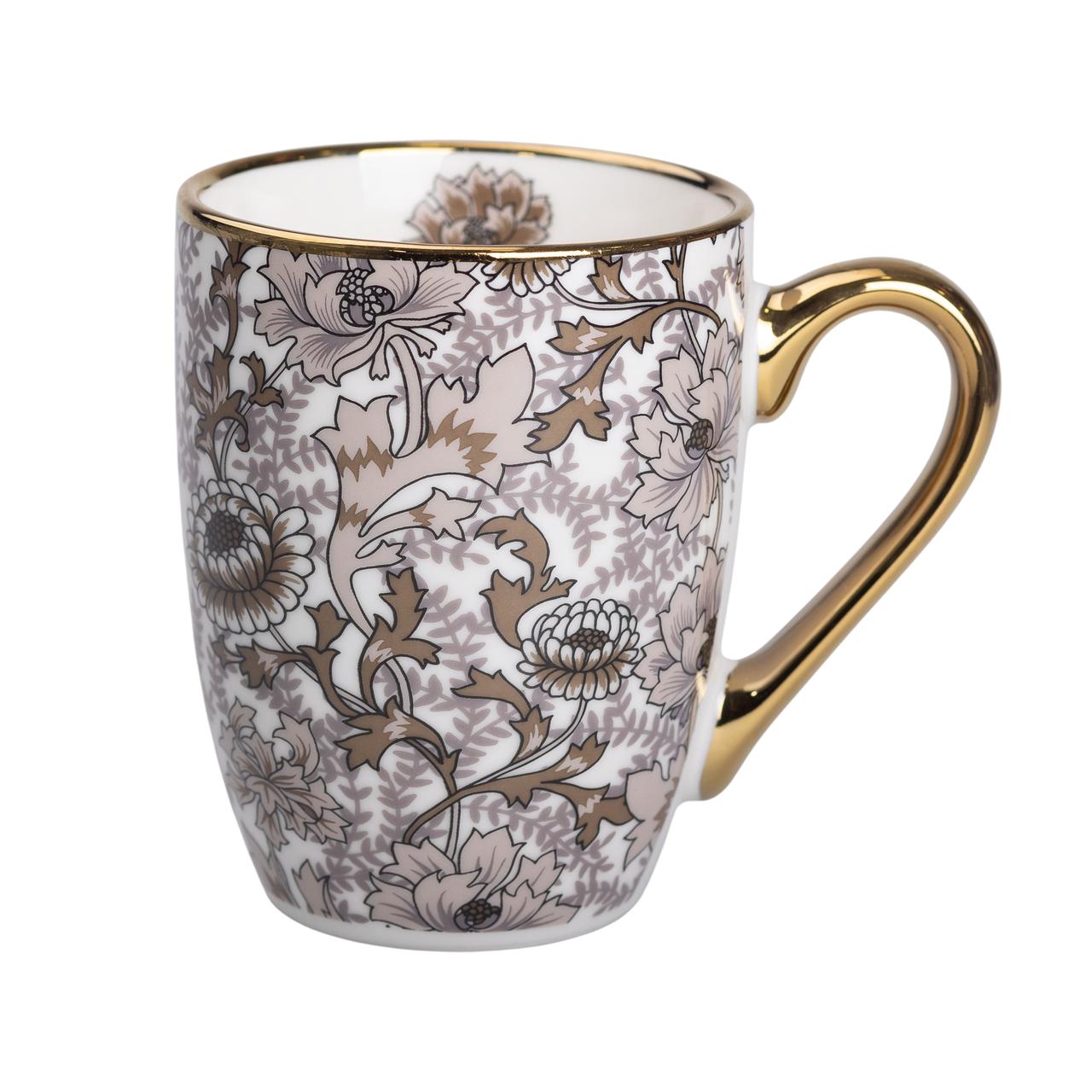 порцелянова чашка 400 мл із золотим обідком і золотою ручкою Коричнева RX-N240665BR - Зображення 2