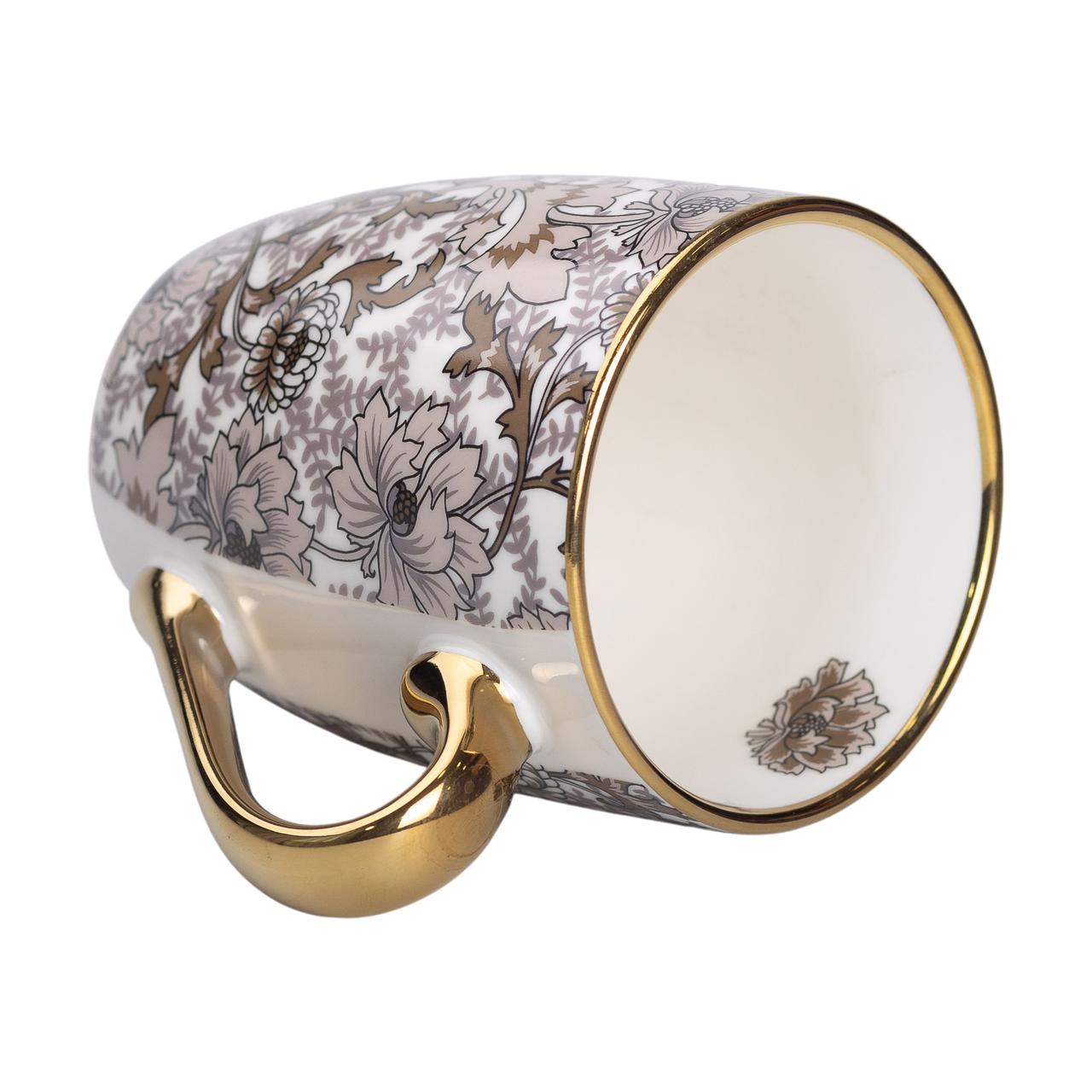 порцелянова чашка 400 мл із золотим обідком і золотою ручкою Коричнева RX-N240665BR - Зображення 4