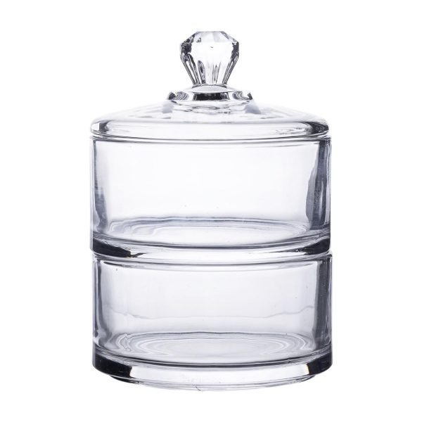 Цукерниця двоярусна скляна см з кришкою кругла кругла HP-YH-23