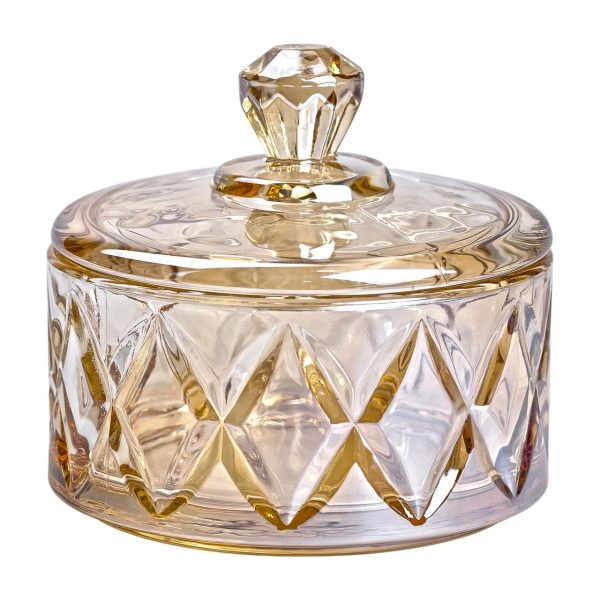 Цукерниця з кришкою Ø 10 см скляна коричнева HP-YH-21