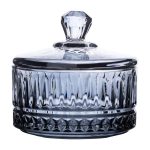 Цукерниця з кришкою Ø 10 см скляна Сіра HP-YH-78