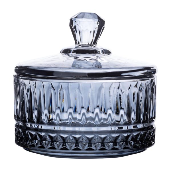 Скляна цукерниця з кришкою Ø 10 см сіра HP-YH-78