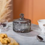 Цукерниця з кришкою Ø 10 см скляна Сіра HP-YH-78 - Зображення 5