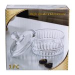 Цукерниця з кришкою Ø 10 см скляна Сіра HP-YH-78 - Зображення 6