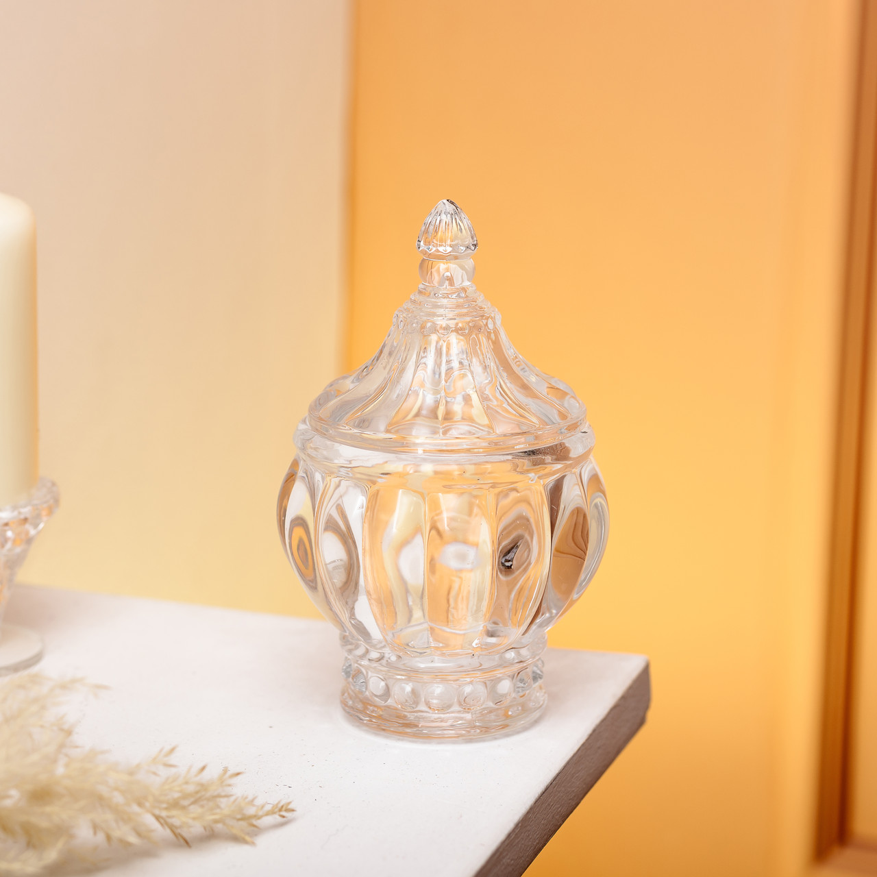 Цукорниця з кришкою Ø8.5 см ваза цукорниця кругла скляна HP-4-107 - Зображення 2