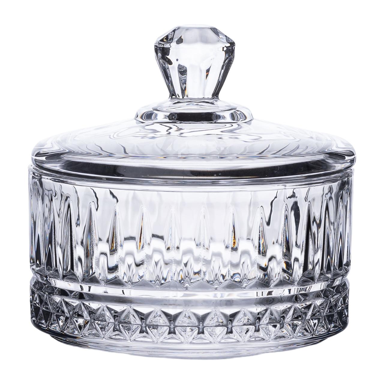 konfetnitsa_s_kryshkoy_steklyannaya_10_sm_kruglaya-1 Цукерниця з кришкою скляна Ø 10 см кругла HP-YH-72 - Зображення 1