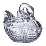 Цукерниця скляна з фігурною кришкою 14х9х11 см ваза цукерниця HP-YH-40