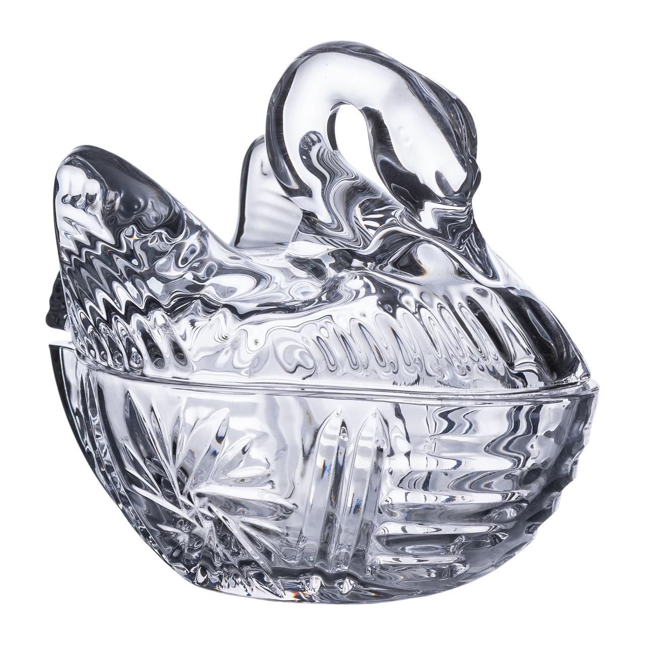 konfetnitsa_steklyannaya_s_figurnoy_kryshkoy_14h9h11_sm_vaza_konfetnitsa Цукерниця скляна з фігурною кришкою 14х9х11 см ваза цукерниця HP-YH-40 - Зображення 1