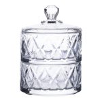 Цукерниця скляна з кришкою Ø 10 см дворівнева HP-YH-79