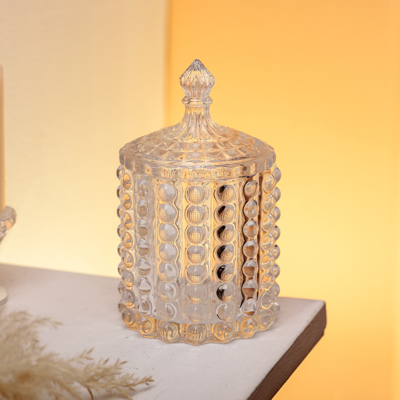 Цукерниця стеклянная з кришкою Ø7.5 см ваза цукорниця кругла HP-4-105 - Зображення 4