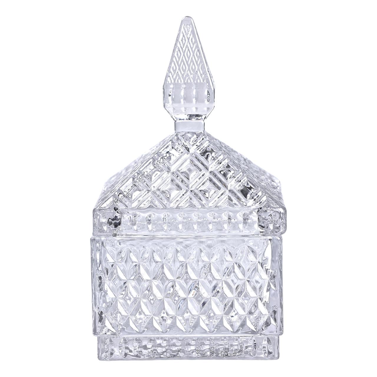 konfetnitsa_steklyannaya_s_kryshkoy_8_5h8_5h15_sm_kvadratnaya-2 Цукерниця скляна з кришкою 8.5х8.5х15 см квадратна HP-YH-27 - Зображення 1