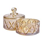 Цукерниця скляна із кришкою дворівнева Ø 10 см ваза конфетница коричнева HP-YH-81 - Зображення 4