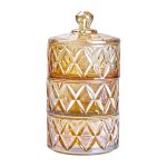 Цукерниця трирівнева Ø 10 см скляна з кришкою коричневая HP-YH-80 - Зображення 2