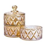 Цукерниця трирівнева Ø 10 см скляна з кришкою коричневая HP-YH-80 - Зображення 3