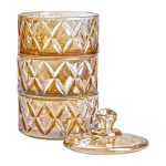 Цукерниця трирівнева Ø 10 см скляна з кришкою коричневая HP-YH-80 - Зображення 4