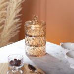 Цукерниця трирівнева Ø 10 см скляна з кришкою коричневая HP-YH-80 - Зображення 5