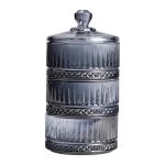 Цукерниця трирівнева скляна з кришкою Ø 10 см Сіра HP-YH-76 - Зображення 2