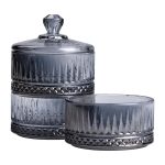 Цукерниця трирівнева скляна з кришкою Ø 10 см Сіра HP-YH-76 - Зображення 3