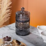 Цукерниця трирівнева скляна з кришкою Ø 10 см Сіра HP-YH-76 - Зображення 5