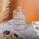 Цукерниця триярусна скляна Ø 10 см з кришкою HP-YH-22 - Зображення 5