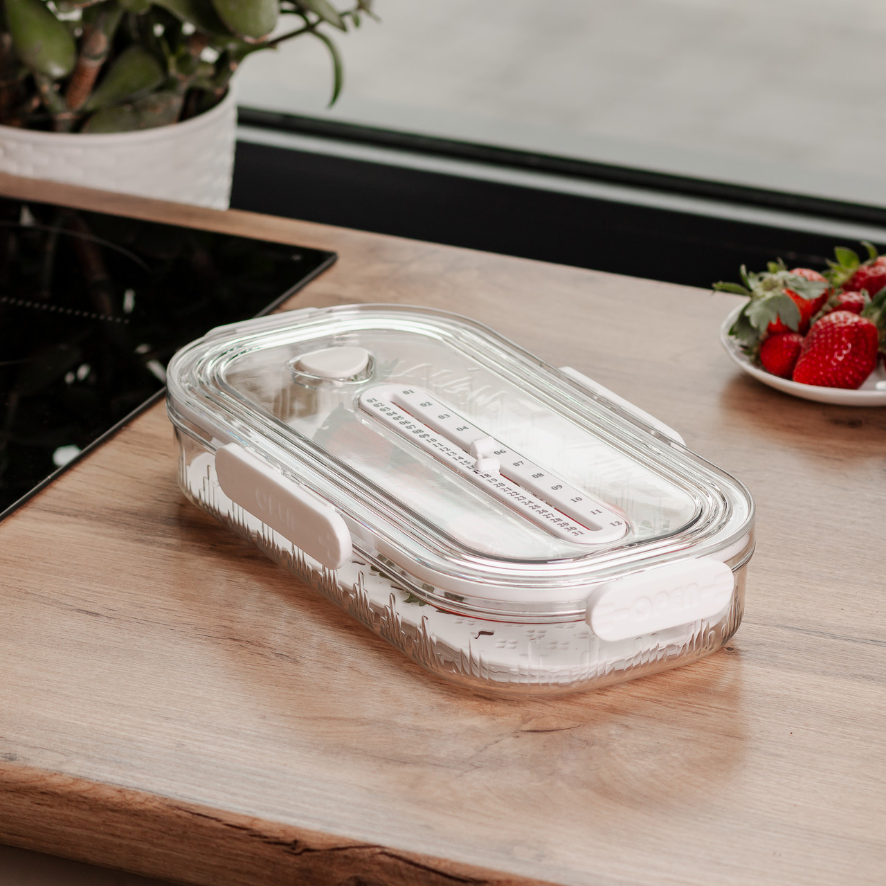 Контейнер для їжі пластиковий 32.5х17.5х6 см харчовий контейнер з індикатором дати 1 л Білий HP-27-7 - Зображення 2