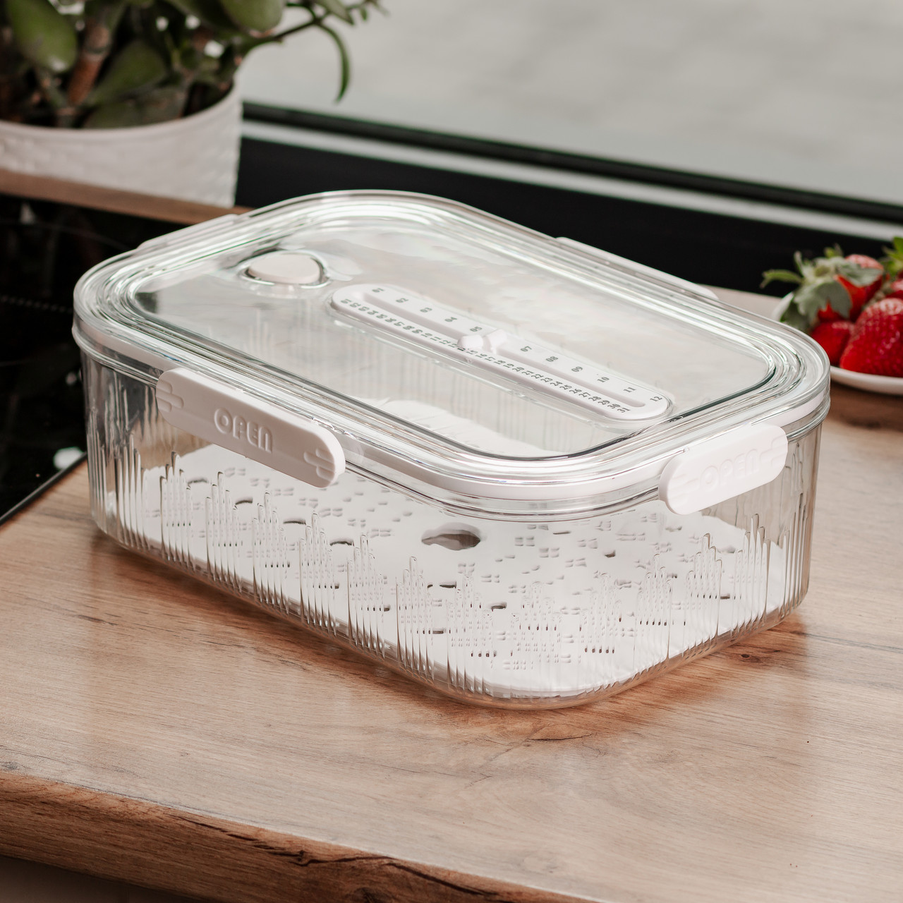 Контейнер для їжі пластиковий 32.5х22.5х11 см харчовий контейнер з індикатором дати 4.2 л Білий HP-27-2 - Зображення 2