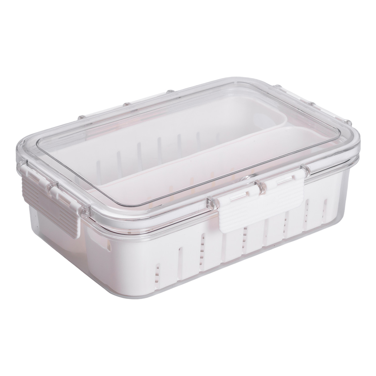 Контейнер для їжі з 2 відсіками 23.5х17х7 см судок для їжі пластиковий 1.4 л Білий HP-27-11 - Зображення 1