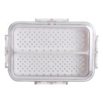 Контейнер для їжі з 2 відсіками 23.5х17х7 см судок для їжі пластиковий 1.4 л Білий HP-27-11 - Зображення 4