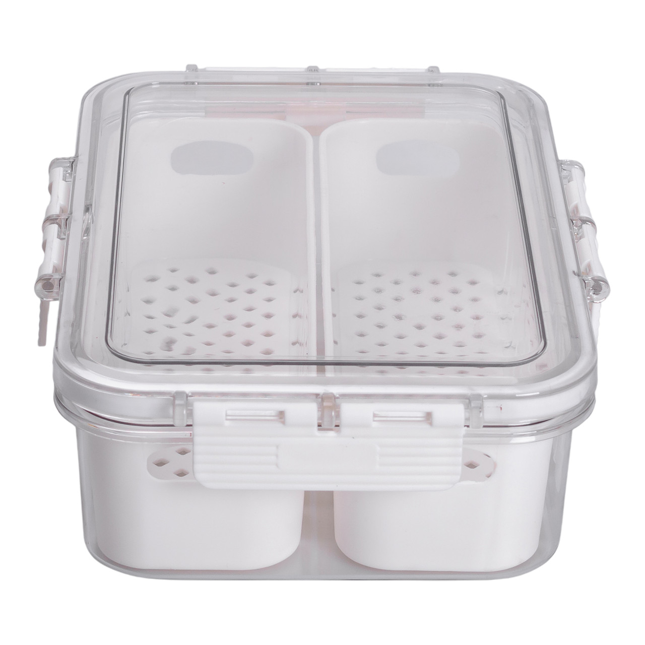 Контейнер для їжі з 2 відсіками 23.5х17х7 см судок для їжі пластиковий 1.4 л Білий HP-27-11 - Зображення 6