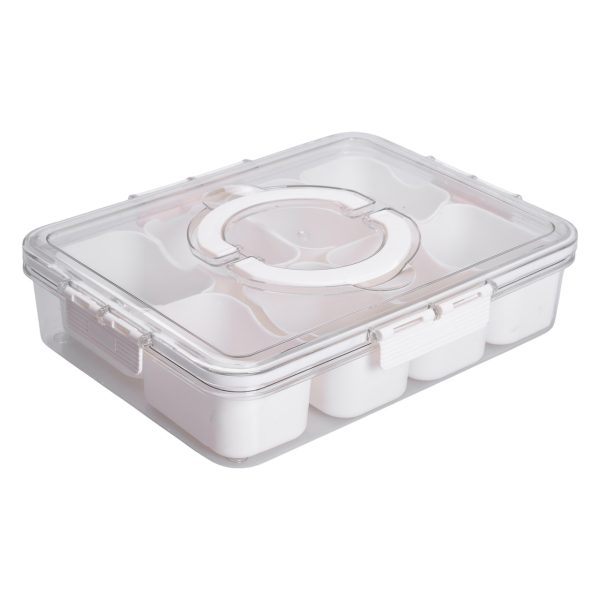 Контейнер для їжі з 8 відсіками 31х24х7 см судок для їжі пластиковий 2.5 л Білий HP-27-3