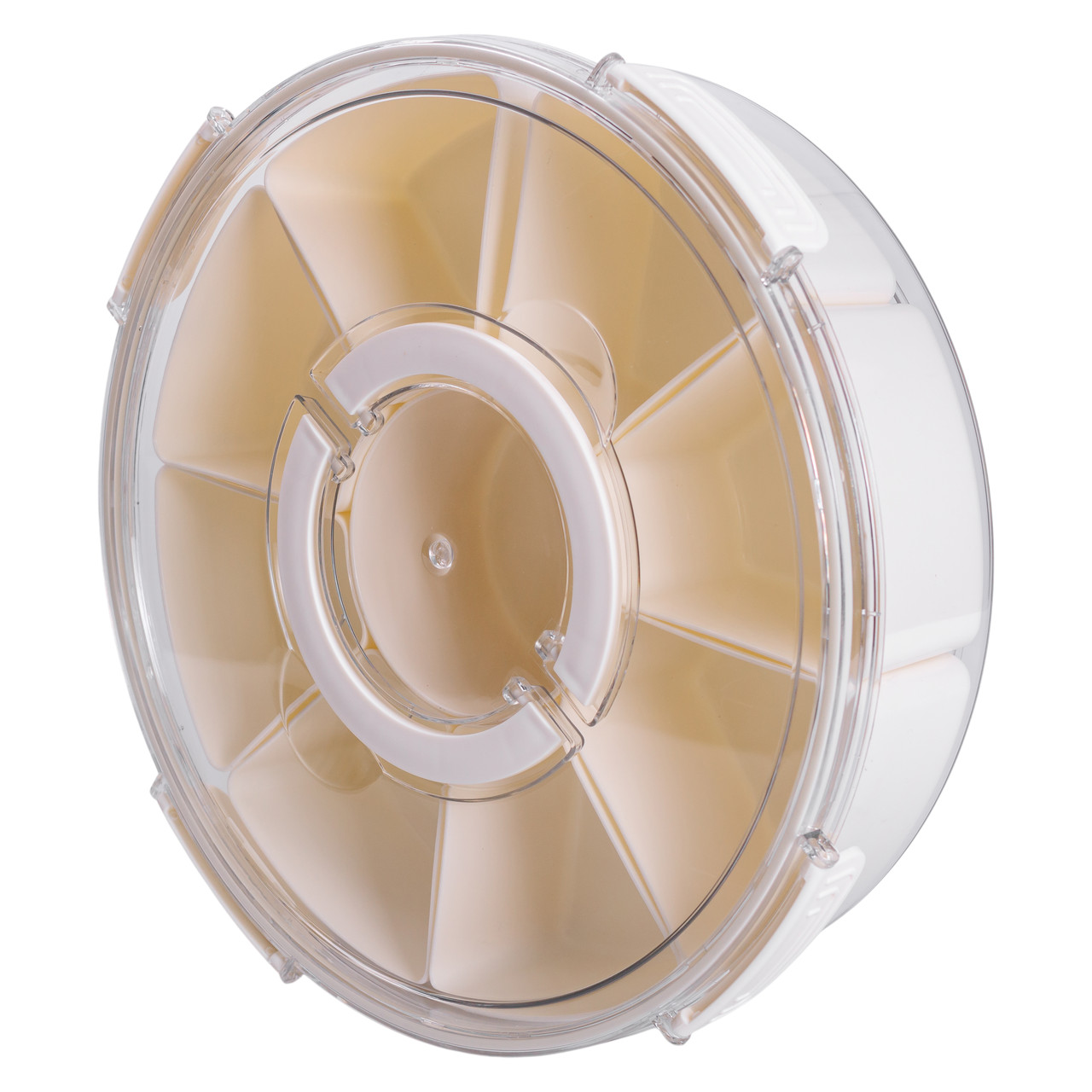 Контейнер для їжі з 9 відсіками пластиковий Ø29 см харчовий контейнер для зберігання їжі 3.5 л Бежевий HP-27-14 - Зображення 1