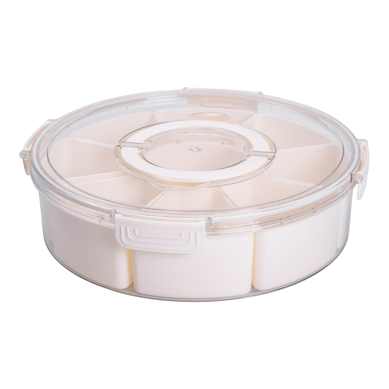 Контейнер для їжі з 9 відсіками пластиковий Ø29 см харчовий контейнер для зберігання їжі 3.5 л Бежевий HP-27-14 - Зображення 2