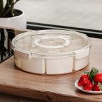 Контейнер для їжі з 9 відсіками пластиковий Ø29 см харчовий контейнер для зберігання їжі 3.5 л Бежевий HP-27-14 - Зображення 3