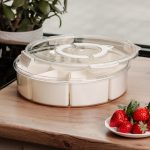 Контейнер для їжі з 9 відсіками пластиковий Ø29 см харчовий контейнер для зберігання їжі 3.5 л Бежевий HP-27-14 - Зображення 4