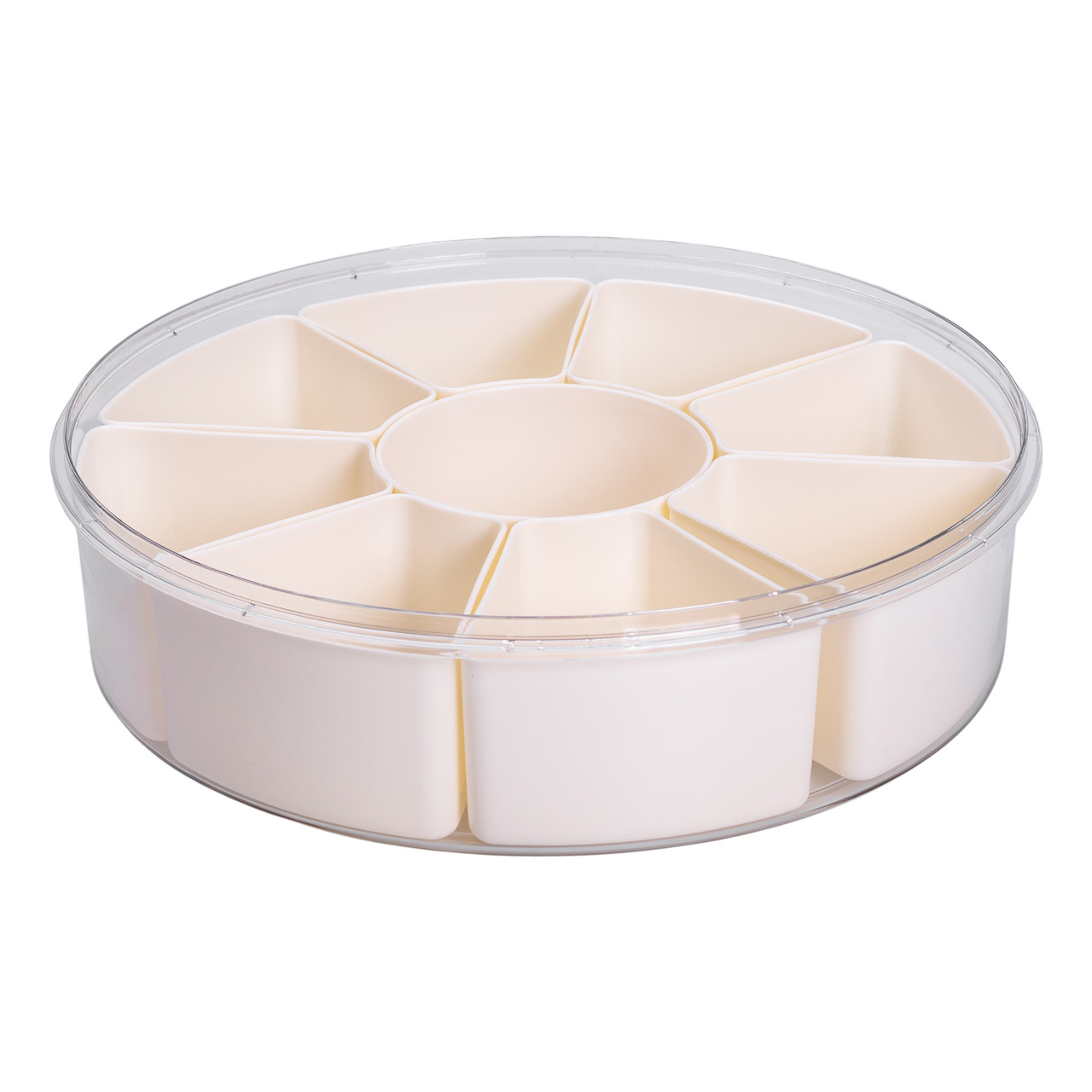 Контейнер для їжі з 9 відсіками пластиковий Ø29 см харчовий контейнер для зберігання їжі 3.5 л Бежевий HP-27-14 - Зображення 6