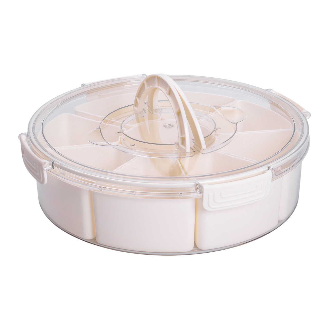 Контейнер для їжі з 9 відсіками пластиковий Ø29 см харчовий контейнер для зберігання їжі 3.5 л Бежевий HP-27-14 - Зображення 9