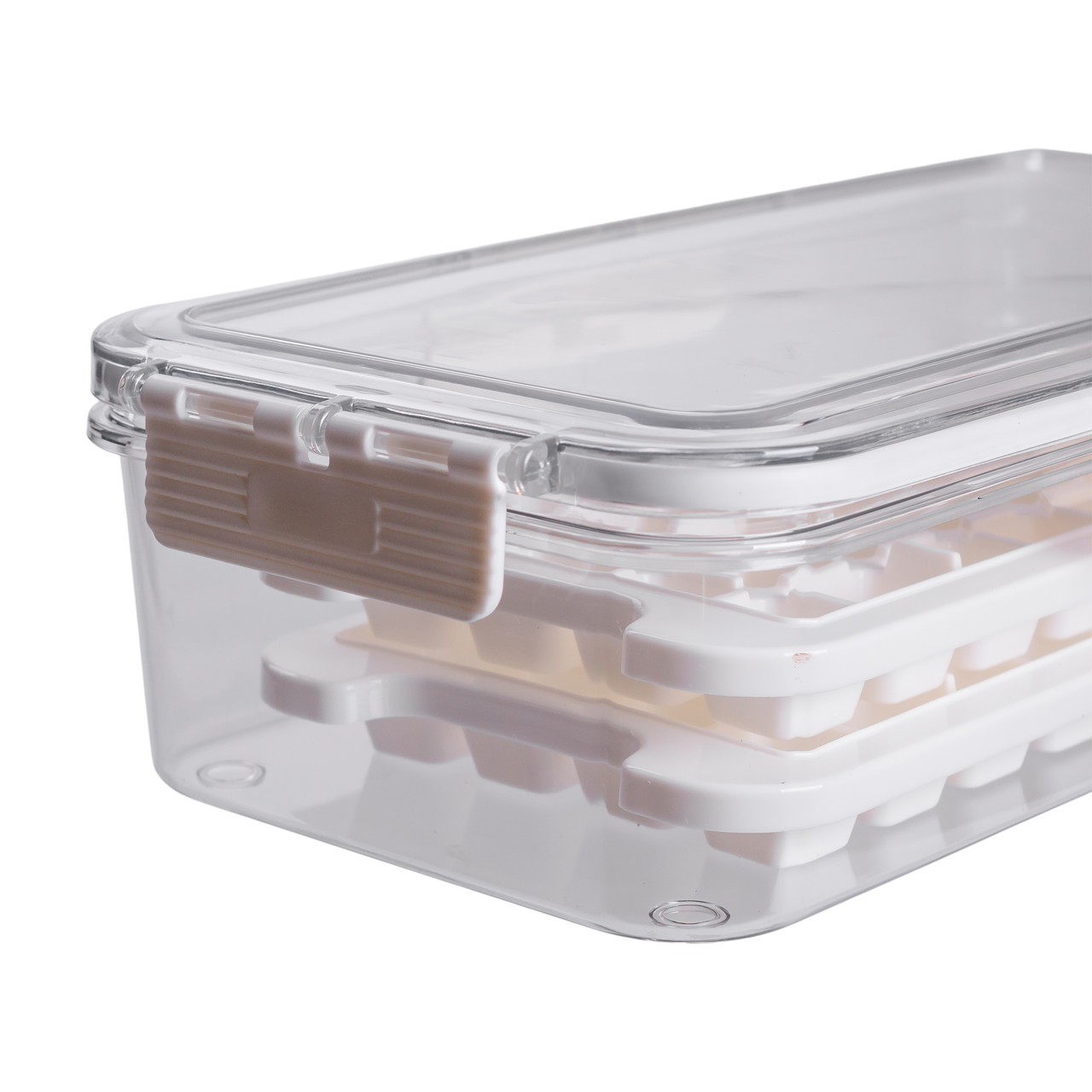 Контейнер для заморозки льоду з кришкою 72 відсіку 30.5х16х7.5 см харчовий контейнер пластиковий Бежевий HP-27-9 - Зображення 8