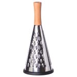 Конусна тристороння ручна тертка з нержавіючої сталі з дерев'яною ручкою HP-8-2