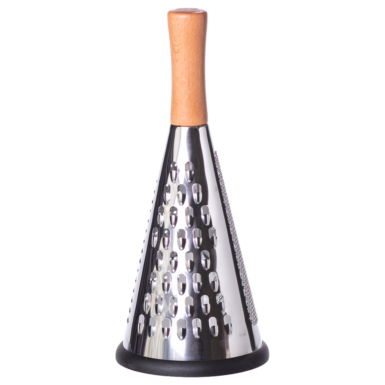 Конусна тристороння ручна тертка з нержавіючої сталі з дерев'яною ручкою HP-8-2 - Зображення 1