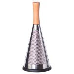 Конусна тристороння ручна тертка з нержавіючої сталі з дерев'яною ручкою HP-8-2 - Зображення 2