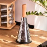 Конусна тристороння ручна тертка з нержавіючої сталі з дерев'яною ручкою HP-8-2 - Зображення 5