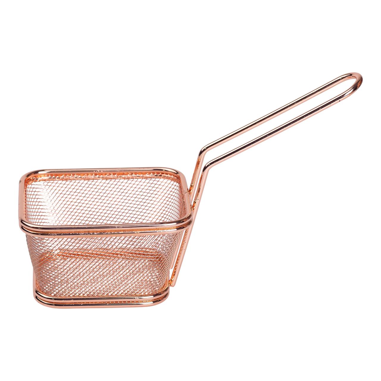 Кошик сервірувальний для подачі картоплі фрі та снеків 10.5×9×5.5 см Рожеве золото HP-19-4-S-R - Зображення 2