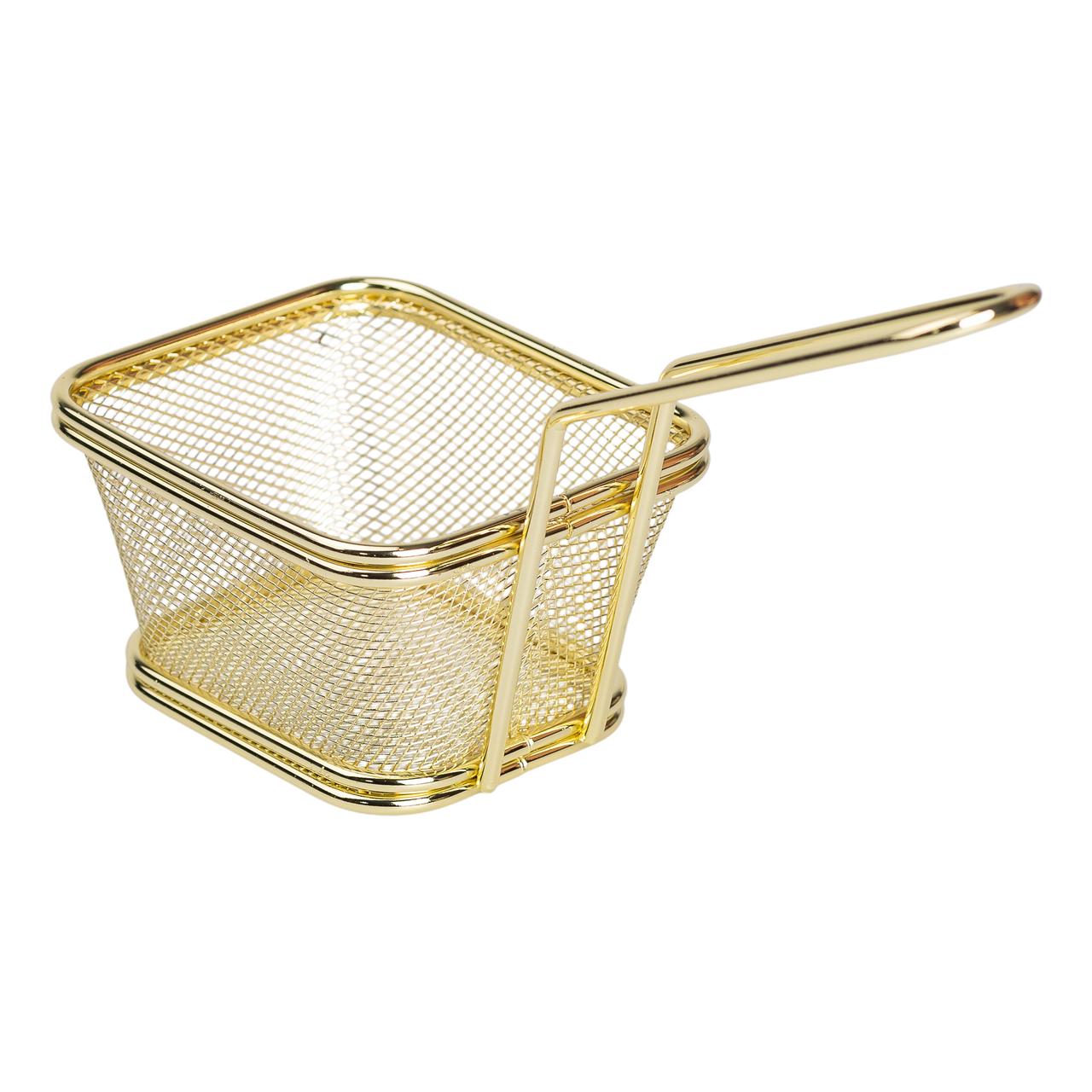 Кошик сервірувальний для подачі картоплі фрі та снеків 10,5×9×5,5 см Золотий HP-19-4-S-G - Зображення 3