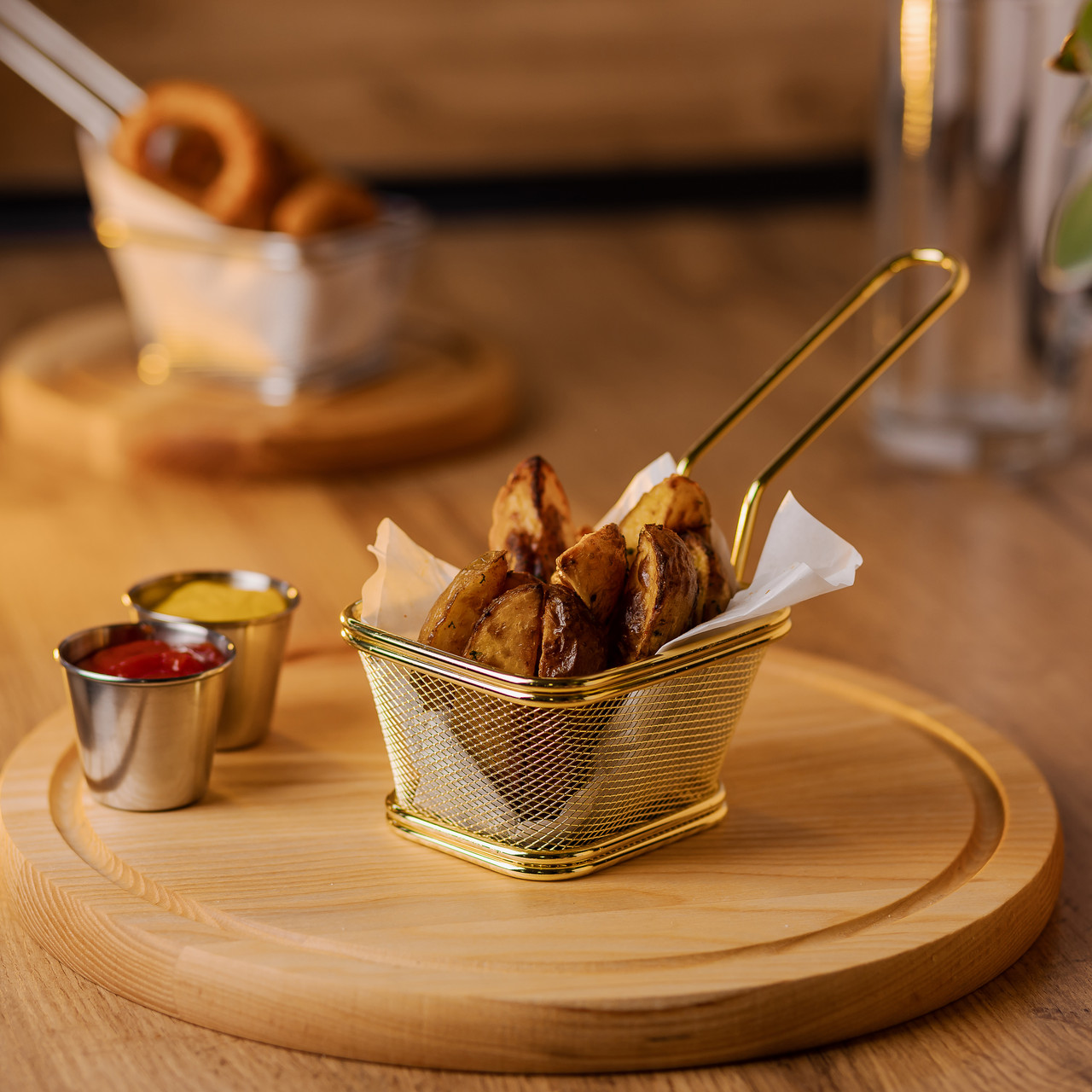 Кошик сервірувальний для подачі картоплі фрі та снеків 10,5×9×5,5 см Золотий HP-19-4-S-G - Зображення 4
