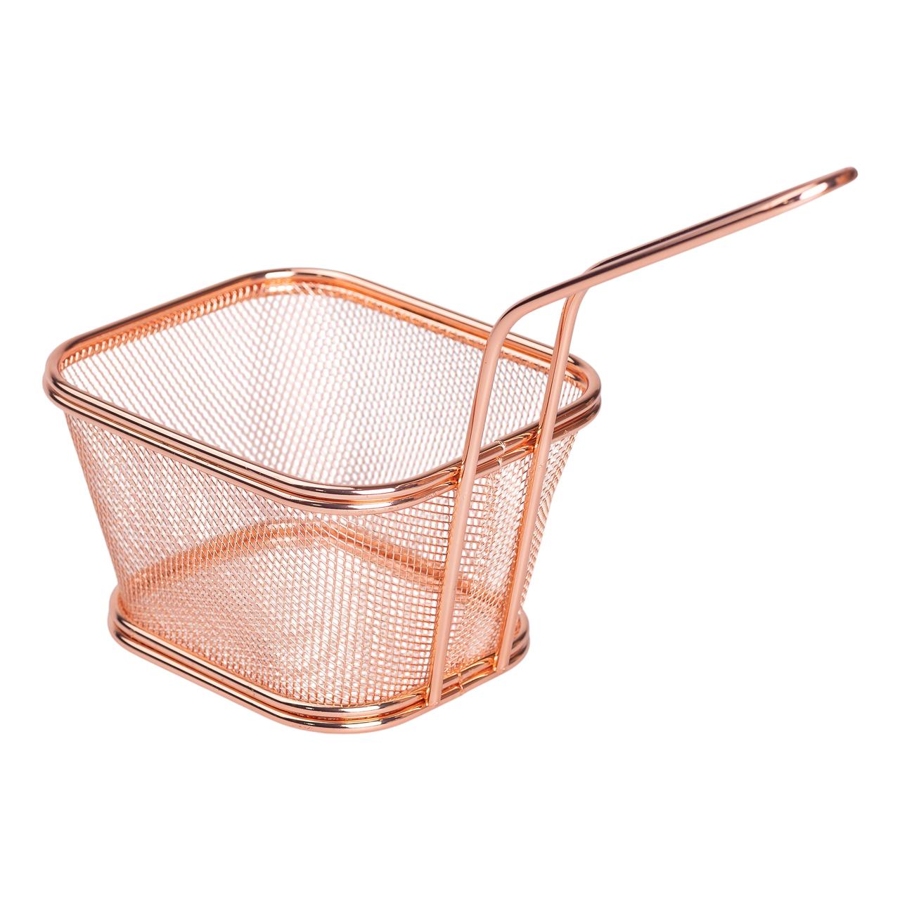 Кошик сервірувальний для картоплі фрі та снеків 13×11×7 см Рожеве золото HP-19-4-L-R - Зображення 3
