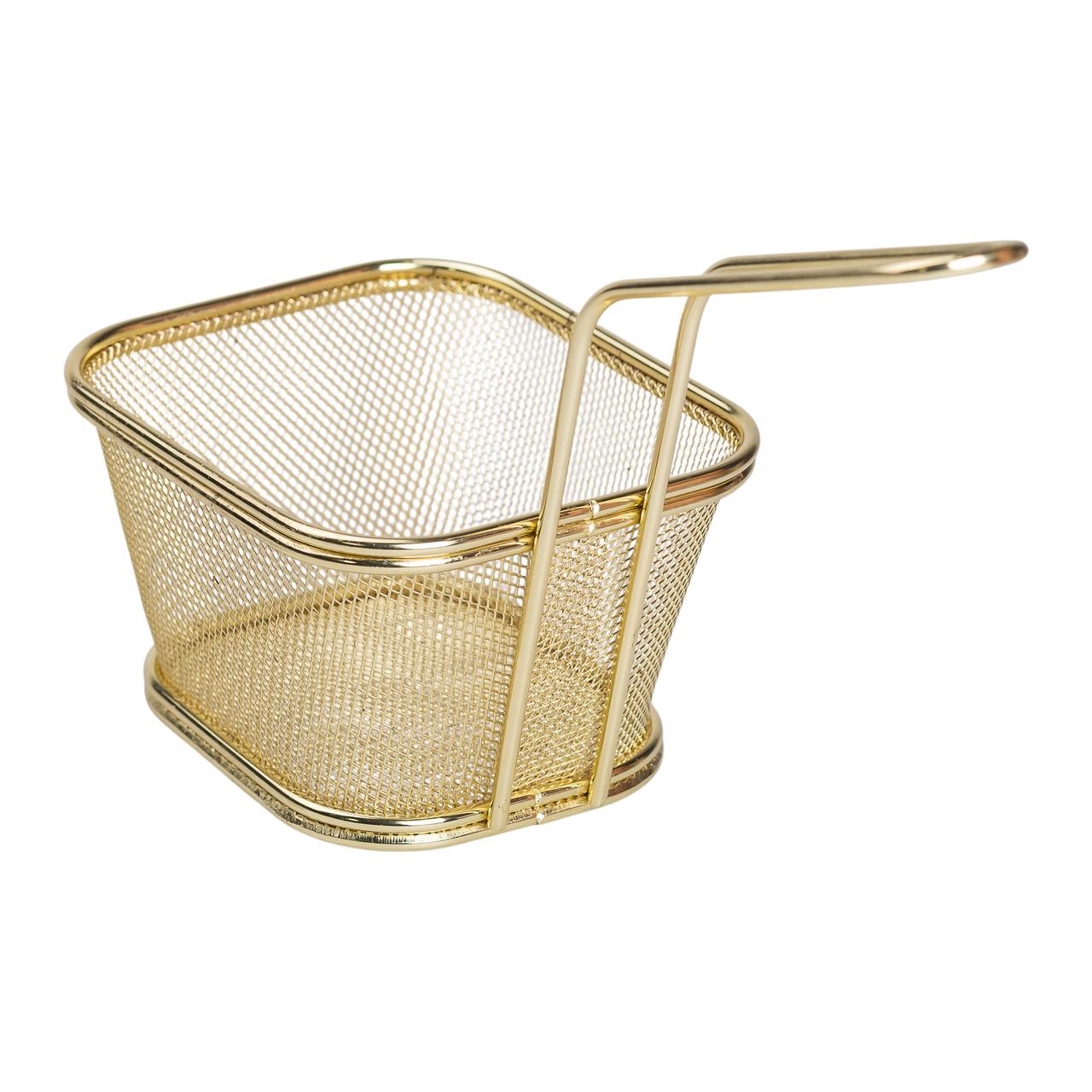 Кошик сервірувальний для картоплі фрі та снеків 13×11×7 см Золота HP-19-4-L-G - Зображення 2